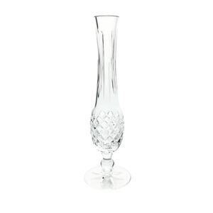 1980s Vintage Waterford Crystal Tall Fluted X-Cuts Bud Vase 9 1/4” Signed